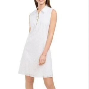 White Eyelet Sleeveless Mini Dress